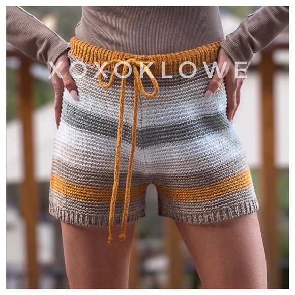 POL Pants - POL Olive Multi Striped Knit Shorts